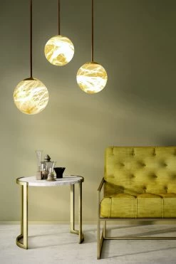 Alabaster Moon Suspension Ronde En Albâtre