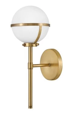 Applique De Salle De Bain Art Déco Dorée Et Opale Hollis