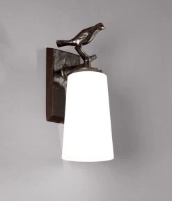 Applique De Salle De Bains Oiseau Sur Une Branche En Bronze Noir Patiné
