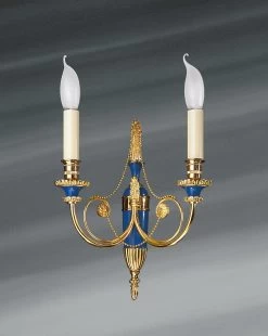 Applique à Deux Bougeoirs, Style Directoire, En Bronze Massif