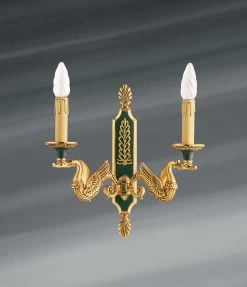 Applique Dorée En Bronze Massif De Style Empire, Deux Lumières