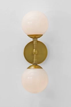 Applique Double Boule En Verre Et Laiton Antique Polaris