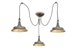 Atelier Suspension 3 Lumières En Laiton Vieilli