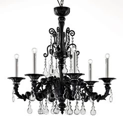 Baikal Lustre Vénitien En Cristal Noir 6 Lumières