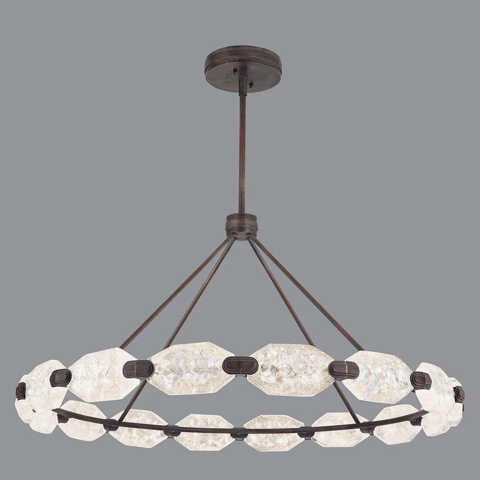 Grand Lustre En Bronze Patiné, éclairage LED 2 Grand Lustre En Bronze Patiné, éclairage LED – Image 2