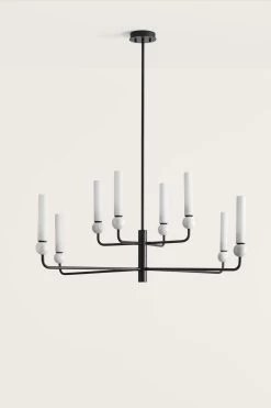 Delie Lustre Design Chandelier Noir Mat 8 Lumières