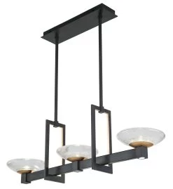 Delphi Lustre 3 Lumières Art Déco Noir Et Or