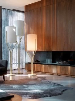 Lampadaire Arborescence S, Tiges Dorées Et Abat-jour En Drop Paper Blanc -Lumière D'intérieur design chic laiton 17120030 2R