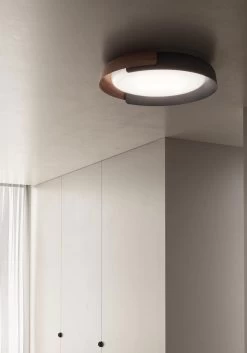 Dala Plafonnier Contemporain Rond Finition Bois -Lumière D'intérieur design italie led 22030034 3R