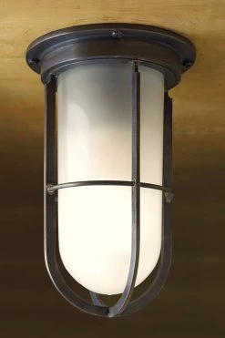 Docklight Ceiling Plafonnier En Bronze Antique Verre Sablé