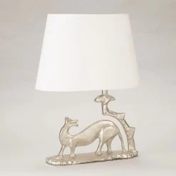 Donola Lampe De Table Argentée Et Abat-jour écru