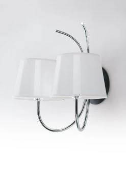 Double Applique Conic Blanche, Support En Bois Laqué