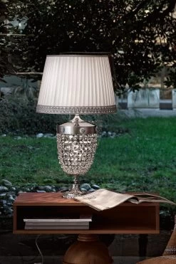 Elegantia Grande Lampe De Table Cristal Et Argent
