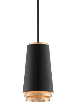 Farenheit Suspension Rétro Dorée Et Noire 1 Lumière