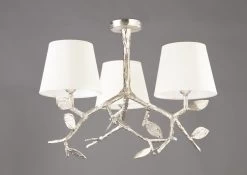 Flora Lustre 3 Lumières En Bronze Argenté