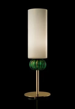 Gallia Lampe De Table Contemporaine Avec Boule De Cristal Vert Or