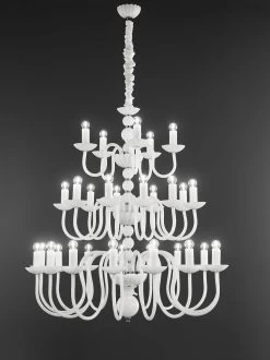 Grand Lustre Blanc à étages 30 Lumières
