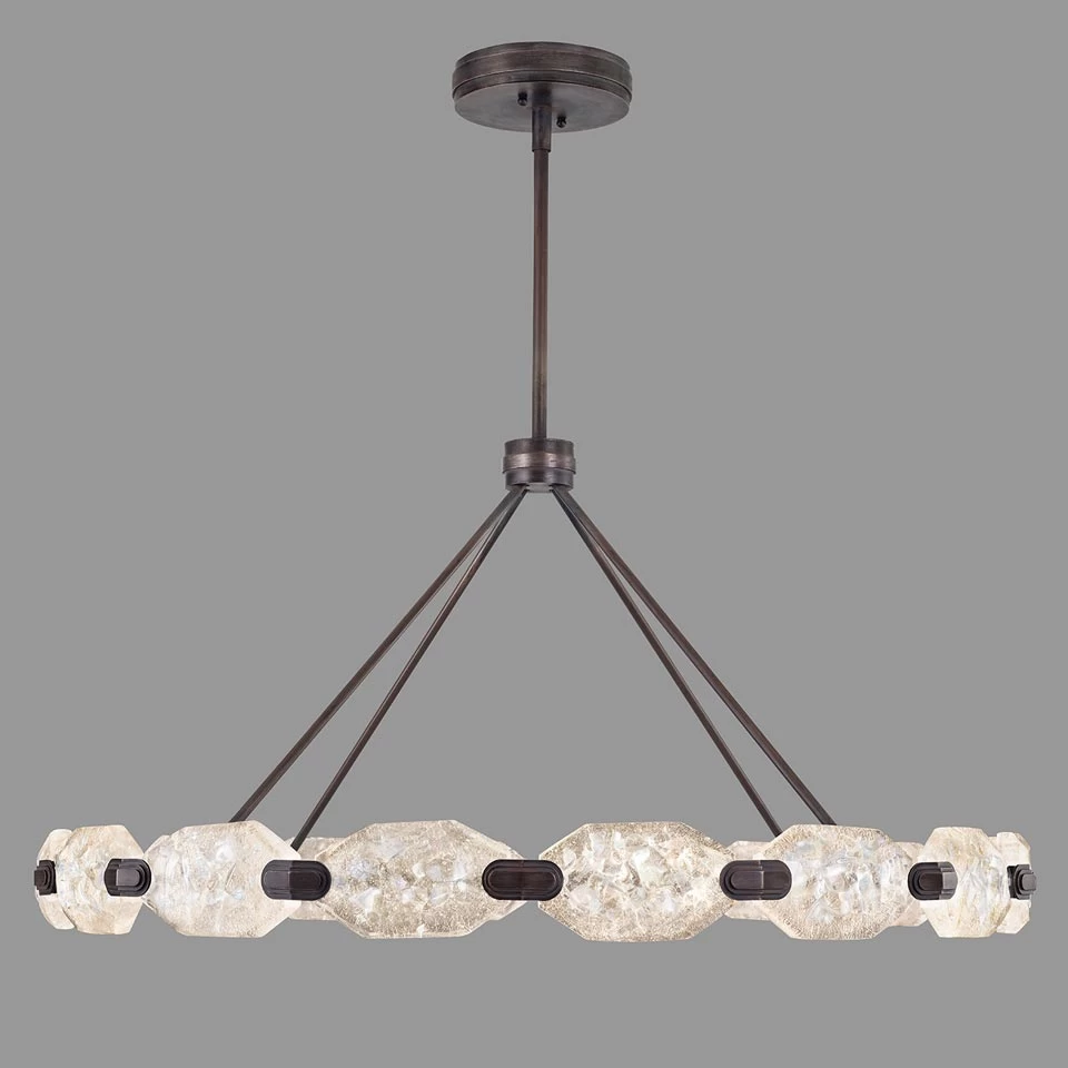 Grand Lustre En Bronze Patiné, éclairage LED 1 Grand Lustre En Bronze Patiné, éclairage LED