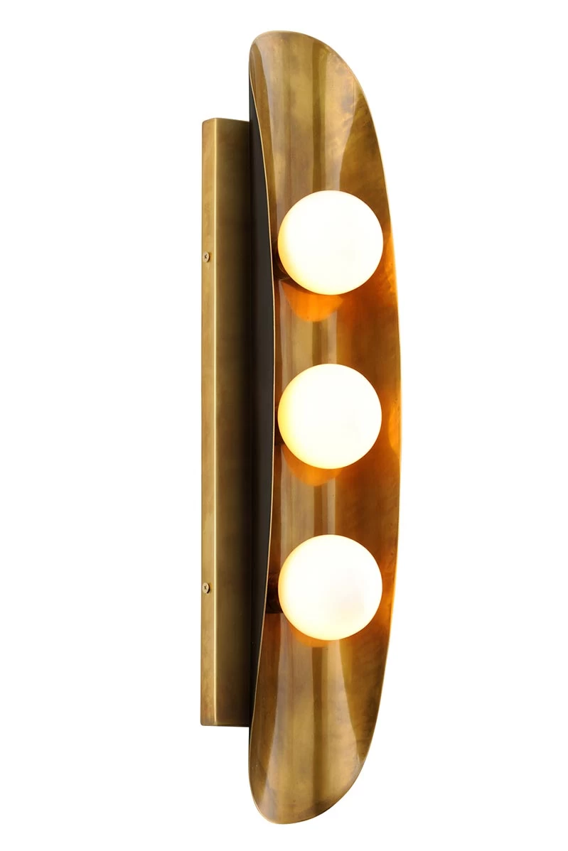 Hopper Applique Dorée Aux Trois Boules De Verre Opale 1 Hopper Applique Dorée Aux Trois Boules De Verre Opale