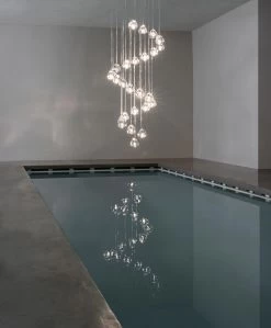 Mizu Lustre 26 Gouttes De Cristal Transparent 7 Mizu Lustre 26 Gouttes De Cristal Transparent -Lumière D'intérieur italien elegant verre metal 21040022 2R