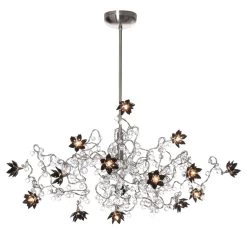 Jewel Diamond Lustre 15 Lumières En Verre Transparent Et Noir