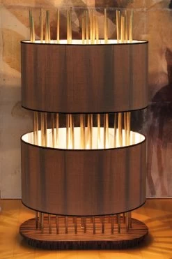Lampadaire Ovale Soho Oval En Soie, Bronze Et Palissandre