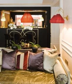 Boileau Grande Applique Double Suspendue Bronze Doré Et Rouge Théâtre -Lumière D'intérieur lampe bronze soie 13090422 2R