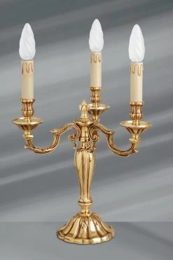 Lampe Chandelier Girandole Louis XIV Bronze Massif Doré Trois Lumières