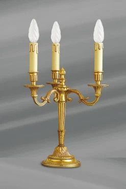 Lampe Chandelier Louis XVI Bronze Doré Trois Lumières