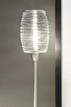 Lampadaire En Verre De Murano Filé Ambre Et Pied En Métal Nickelé Collection Damasco 112cm -Lumière D'intérieur lampe cristal murano 13110126 2R