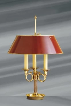 Lampe De Style Directoire, En Bronze Massif Doré, Trois Bougies