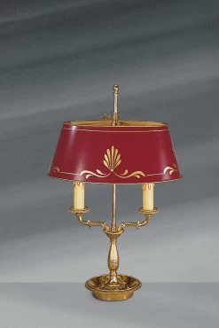 Lampe De Style Empire, Deux Lumières, Avec Abat-jour Laqué Ovale
