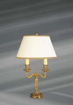 Lampe De Style Louis XVI En Bronze Massif Doré Avec Abat-jour Ovale, Blanc, Lisse Et Galonné