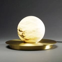 Lampe De Table Boule De Marbre Blanc Moons