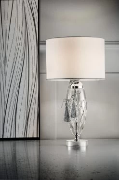 Lampe De Table Classique En Verre Et Satin