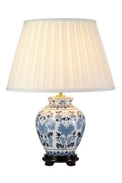 Lampe De Table En Céramique Bleue Et Blanche Linyi