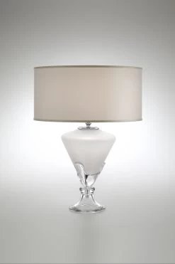 Lampe De Table En Cristal Blanc Et Transparent