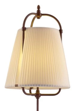 Lampadaire En Soie Beige Et Laiton Patiné Foncé Abat-jour En Cône -Lumière D'intérieur lampe porcelaine laiton 12120049 2R