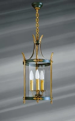 Lanterne De Style Empire En Bronze Massif Et Verre