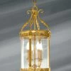 Lanterne En Verre Et Bronze Massif Travaillé De Style Classique à Quatre Lumières