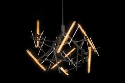 Linea Lustre Mikado Noir Mat Et Nickel Brillant 7 Lumières