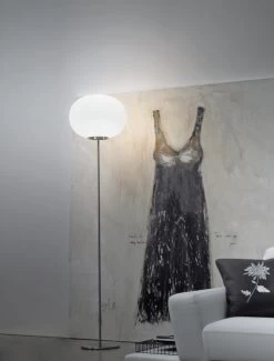 Lucciola Lampadaire En Verre Blanc