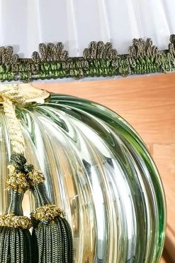 Petite Lampe Verre Murano Vert Abat-jour Blanc -Lumière D'intérieur luminaire 11110557 2R