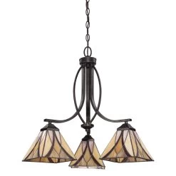 Lustre 3 Lumières En Verre Tiffany Asheville 7 Lustre 3 Lumières En Verre Tiffany Asheville -Lumière D'intérieur luminaire anglais classique 22100236 3R