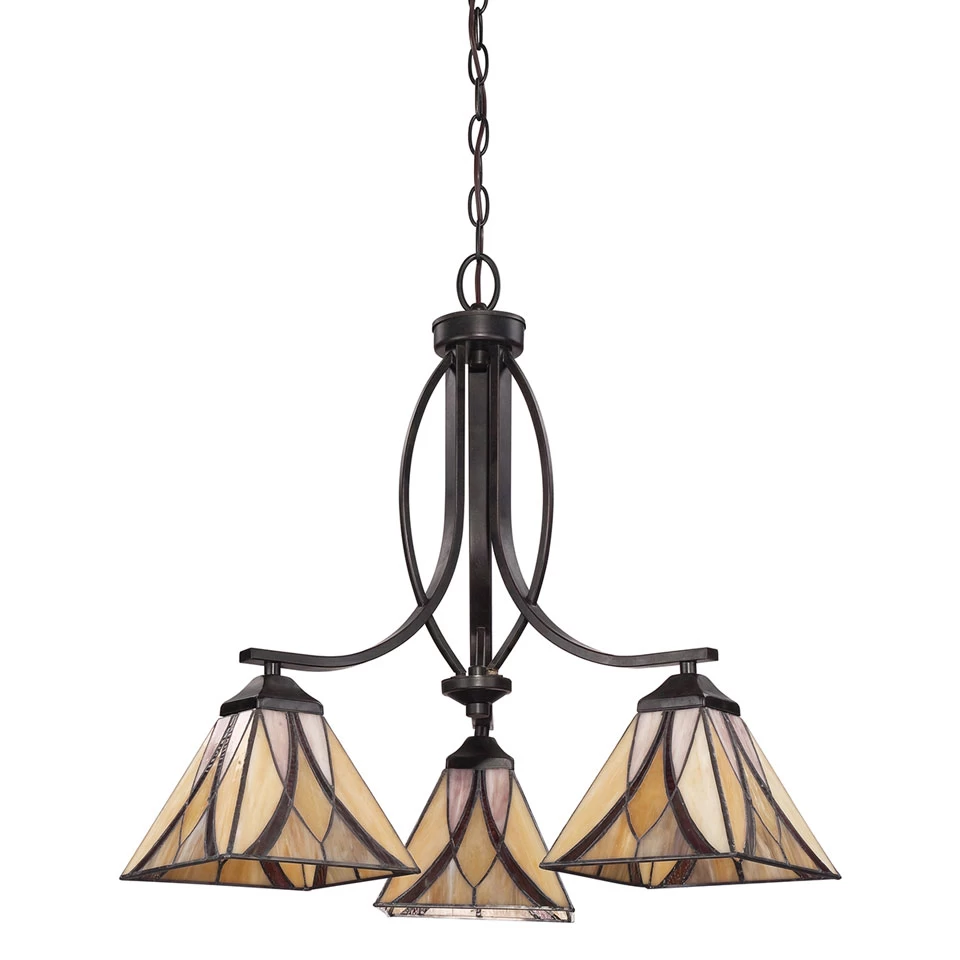 Lustre 3 Lumières En Verre Tiffany Asheville 4 Lustre 3 Lumières En Verre Tiffany Asheville – Image 4