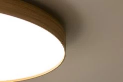 Grand Plafonnier Rond En Chêne, Cadre Très Fin -Lumière D'intérieur luminaire bois LED 19070366 3R