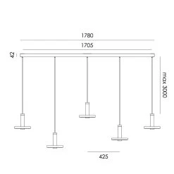 Beads Suspension 5 Lumières En Ligne -Lumière D'intérieur luminaire design industriel acier 20060013 3R