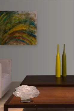 Lampe De Table Fleur Blanche En Tissu Simetech Nevo -Lumière D'intérieur luminaire tissu bois verre 16060516 3R