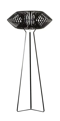 Lampadaire Graphique Noir V -Lumière D'intérieur luminaire tissu bois verre 19110008 4R