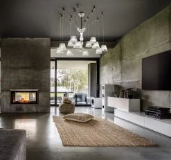 Lustre 12 Lumières En Cristal Cannelé Et Jeu De Suspension